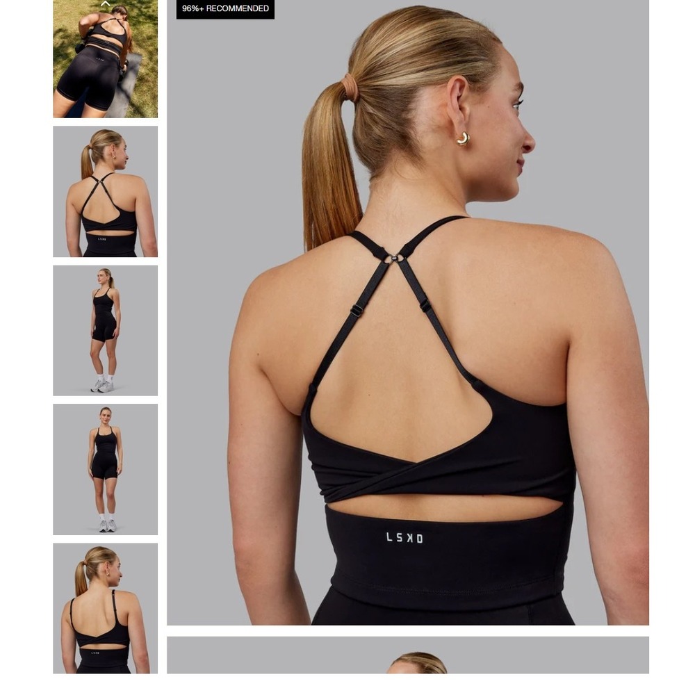 LSKD Twist Performance Tank with Shelf Bra Black Women XS Zephyr Fabric NWT NEW - Picture 4 of 16